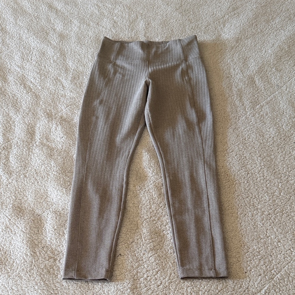 Athleta Delancey Herringbone Leggings Tan and White Small